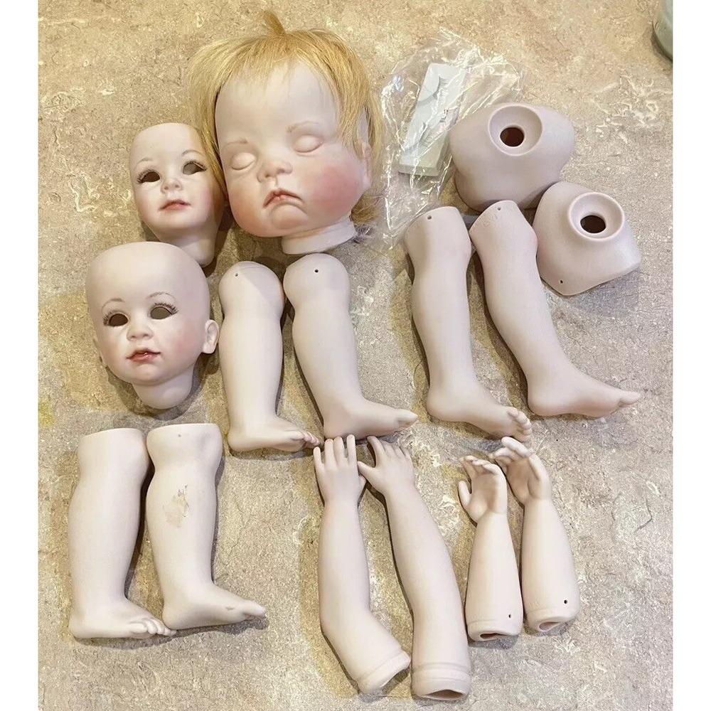 Fine Hobby Bell Ceramics 15 Piece  Doll Making Heads Arms Legs Vintage NOS